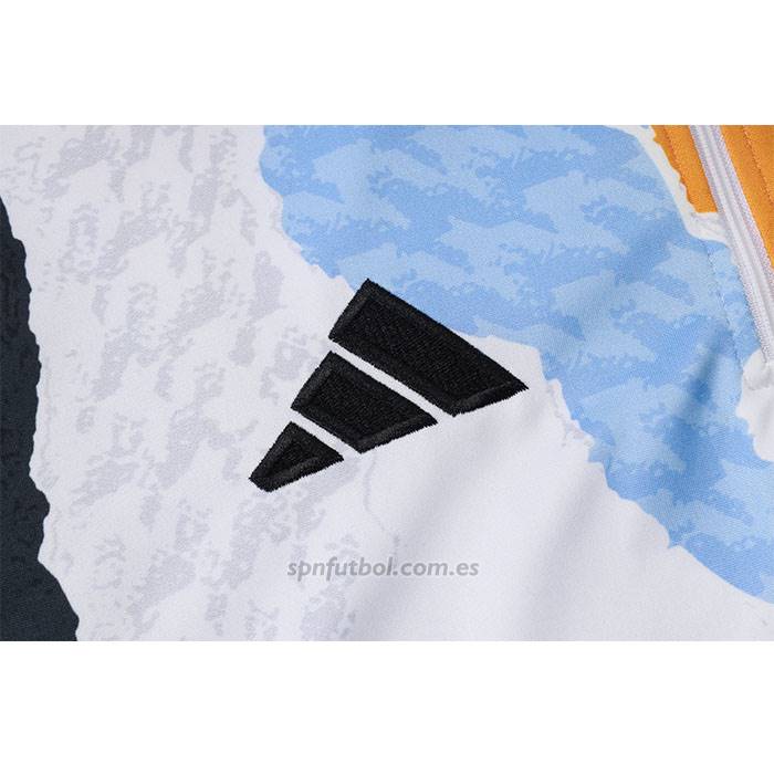 Chandal de Sudadera del Real Madrid Nino 2024-2025 Blanco y Amarillo